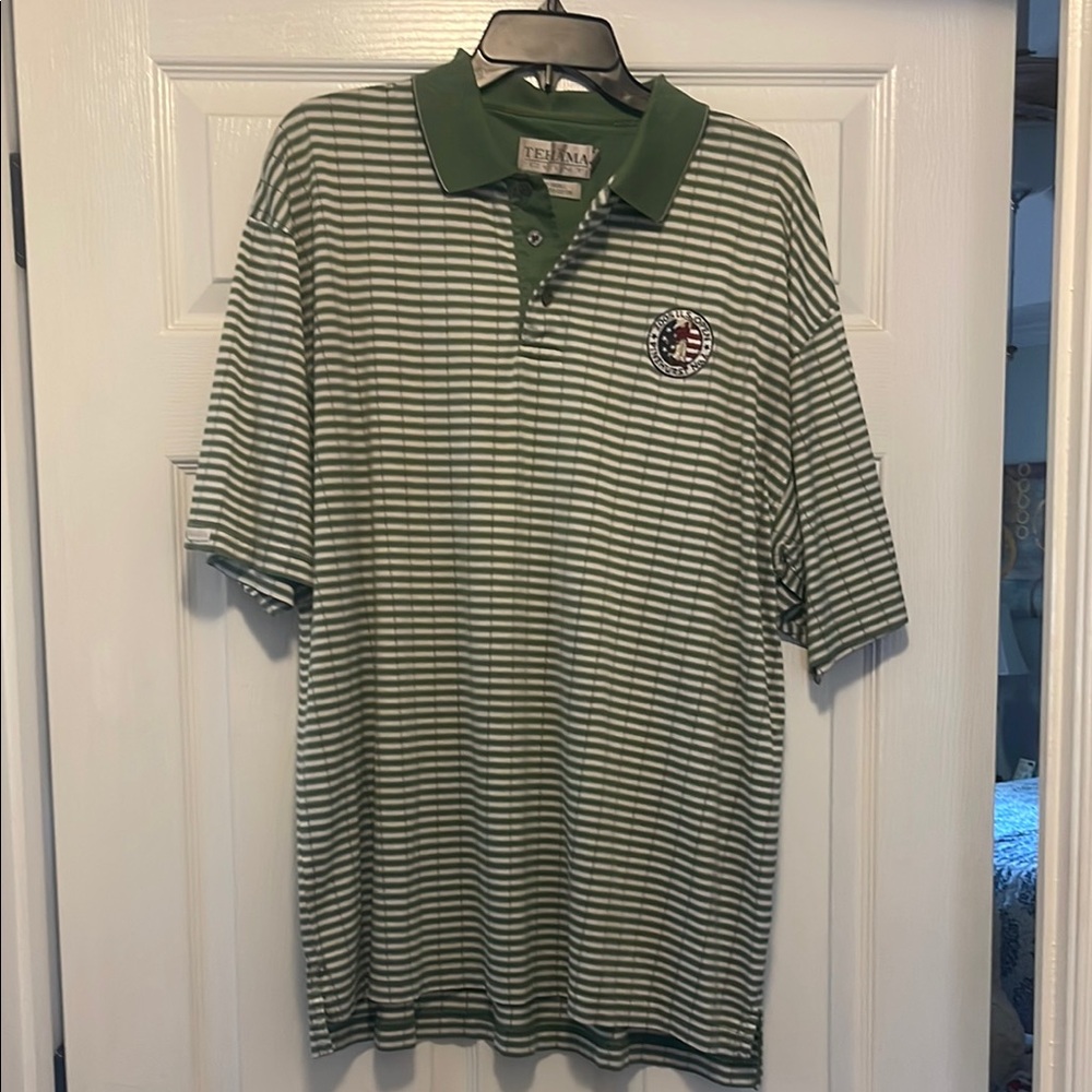 Travis Mathew Green Striped Men's Polo Shirt